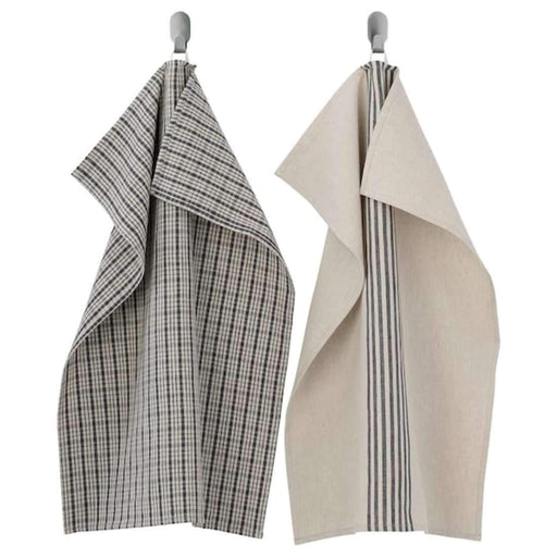 A rectangular tea towel with a striped pattern and a loop for hanging 80479587