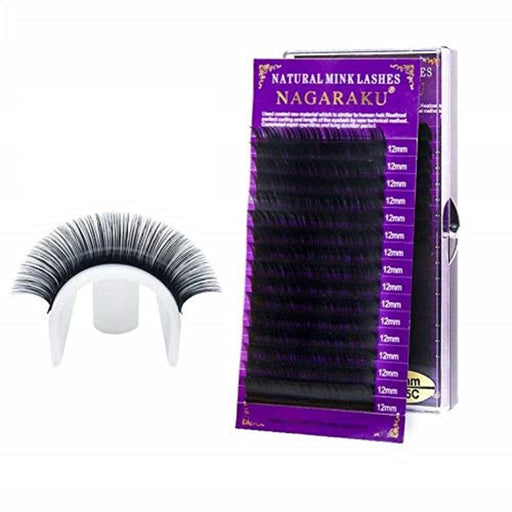 NAGARAKU Digital Shoppy 16 Rows Faux Mink Natural Soft Individual Professionals Eyelashes With Length 12 MM Thickness 0.12MM (Curl C))