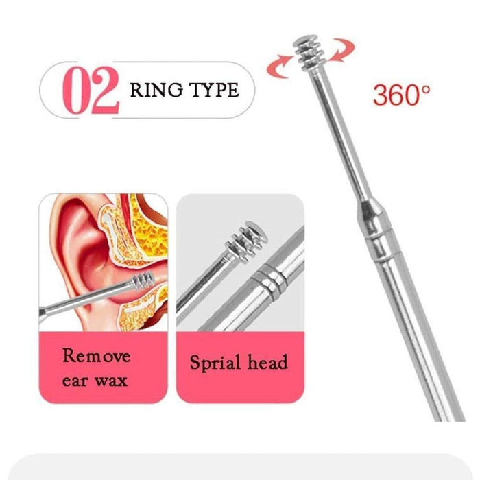 Digital Shoppy 6 Pcs Ear Wax Removal Ear Picking Set Ear Care Cleaning Earpicks With  Case Stainless Steel Tools Kit