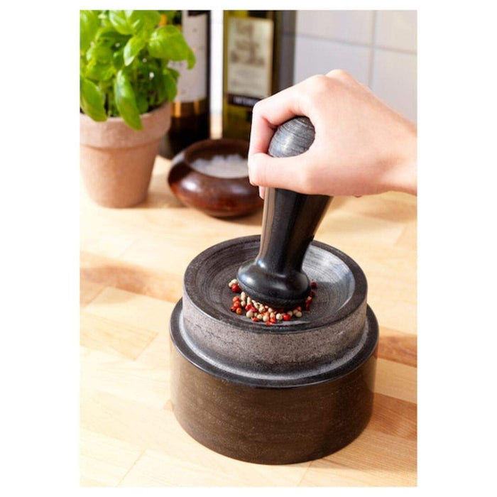 Digital Shoppy Shop IKEA's Marble Black Pestle and Mortar for an elegant and sophisticated kitchen accessory. 20201620