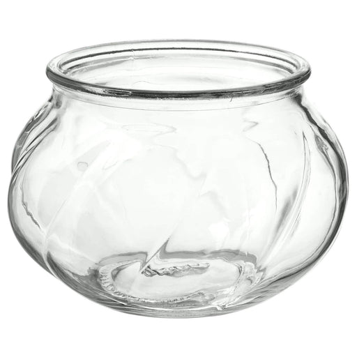 A clear glass vase with a narrow neck and a wide base  20339793