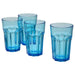 A set of IKEA blue glasses, 35 cl, on a table ready to be used 00461020