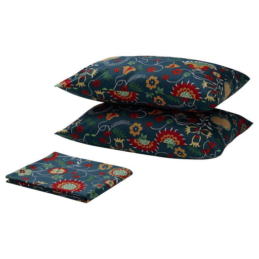 Blue cotton flat sheet and 2 pillowcase set from IKEA 90418715