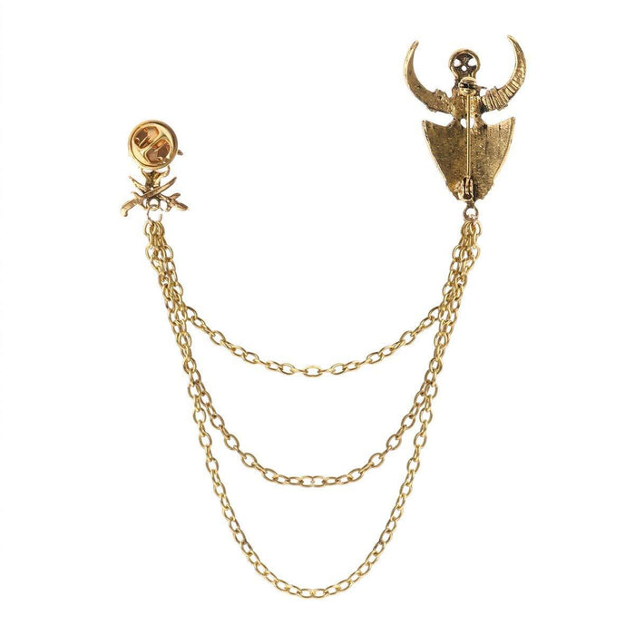 High-end Retro Style Crown Bird Tassel Chain Lapel Pin Angle Wings