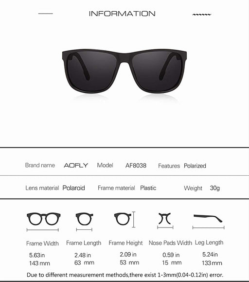  Digital Shoppy  AOFLY Fashion UV400 Polarized Driving Mirrors Coating Black Frame Men's Glasses