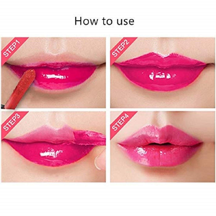 Digital Shoppy Romantic Bear Lip Stain Waterproof Long Lasting Lip Gloss Matte Liquid Lipstick Lip Gloss (SEXY RED, SWEET ORANGE)