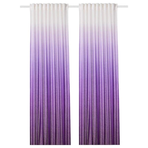 A pair of lilac and white curtains, measuring 145x300 cm