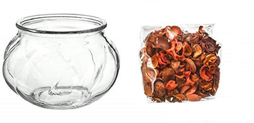 IKEA Scented Potpourri with Clear Glass Vase (Peach and Orange) - digitalshoppy.in