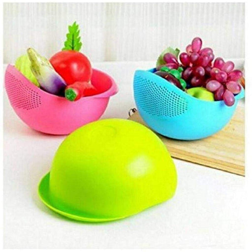 Digital Shoppy Fruits Vegetable Noodles Pasta Washing Bowl Colander Rinse Bowl and Strainer (Blue)