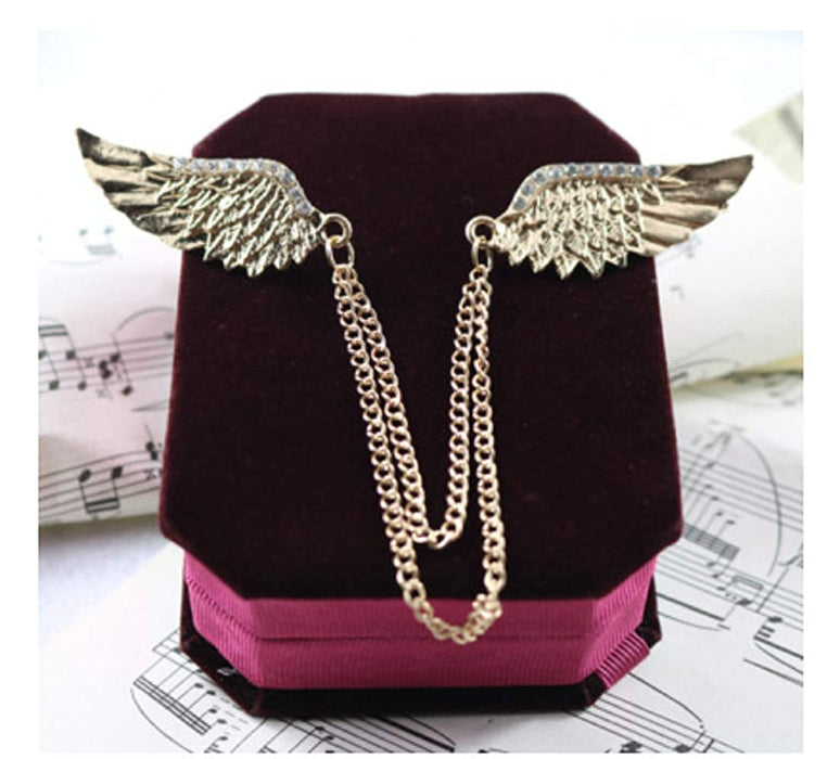 Digital Shoppy High-end Retro Style Crown Bird Tassel Chain Lapel Pin Angle Wings Badge Corsage Brooches for Suit Collar Jewelry Accessories for Men and Women - digitalshoppy.in