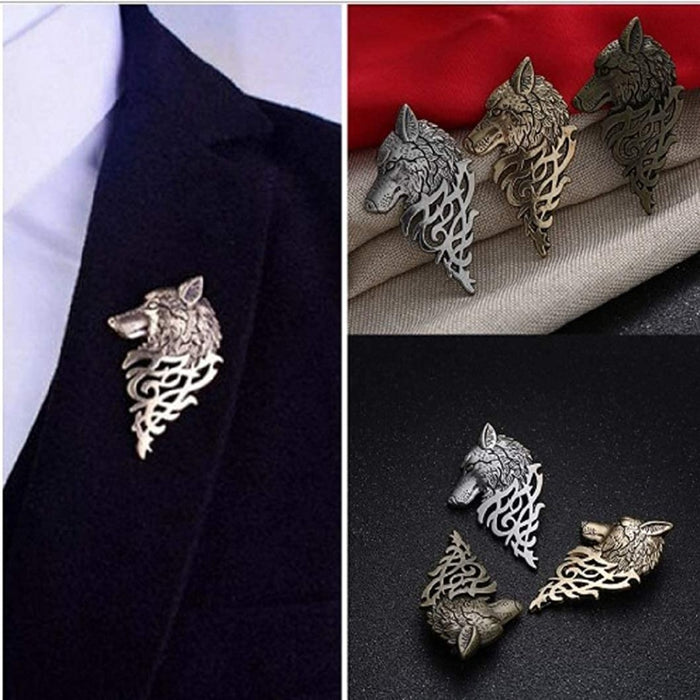 Digital Shoppy Charming Vintage Men Punk Metal Lapel Wolf Badge Pin Shirt Suit Collar Jewelry Clothes Decorations Animal Brooch