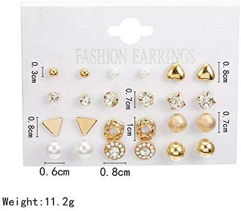 A pair of square stud earrings with crystal embellishments.
