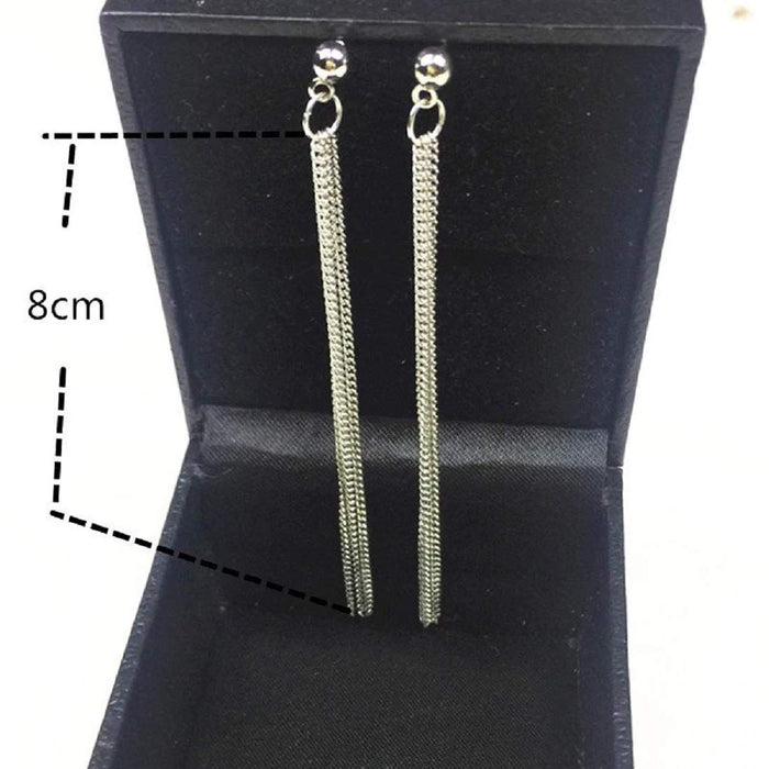 Digital Shoppy Grace Fashion Jewelry Tassel Earrings Geometric Simple Metal Chain Drop Earrings For Women