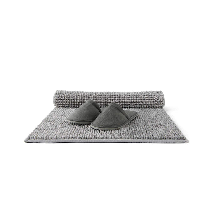 IKEA bath mat in gray, with a pair of shoes resting on its surface, showcasing its durability and ability to withstand daily use 50278873