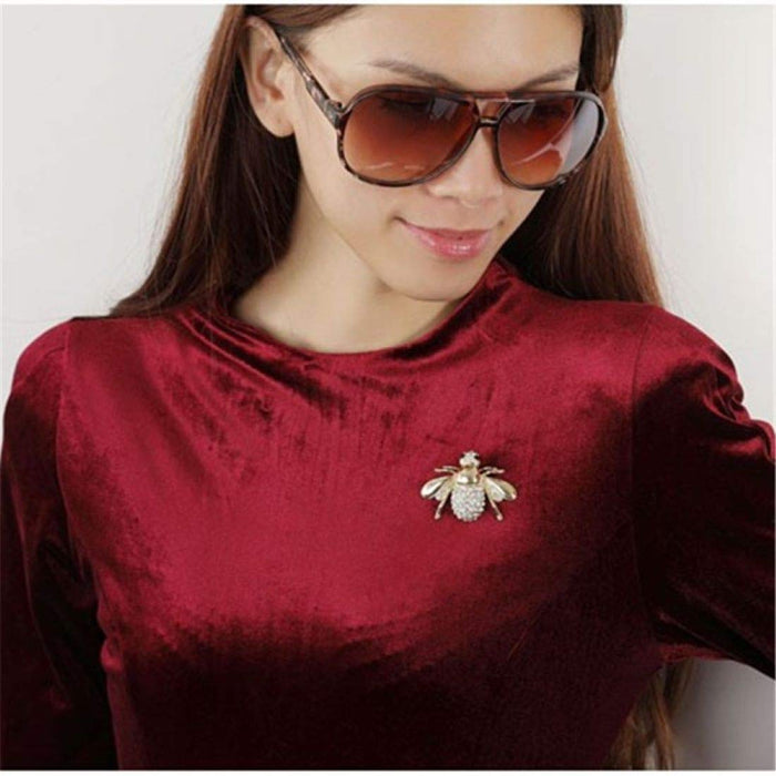 Digital Shoppy Fashion Rhinestone Animal Brooch Lovely Alloy Bee Brooches for Women