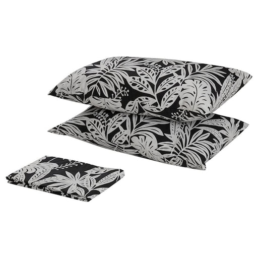 Grey-white cotton flat sheet and 2 pillowcase set from IKEA 20419006