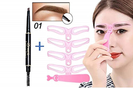 Digital Shoppy Eye Makeup Set Eye Brow Pencil with Eyebrow Shaping Stencils