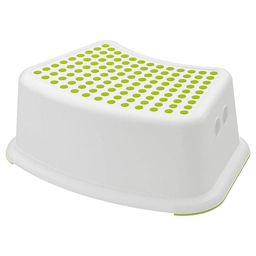 A white and green IKEA children's stool with a sturdy plastic construction.  40248419