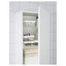 Three transparent acrylic storage boxes from IKEA, ideal for organizing cosmetics in the bathroom.
