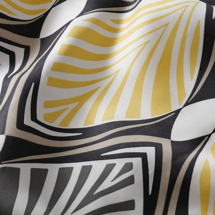 Close-up image of grey-yellow cotton flat sheet from IKEA   60418731