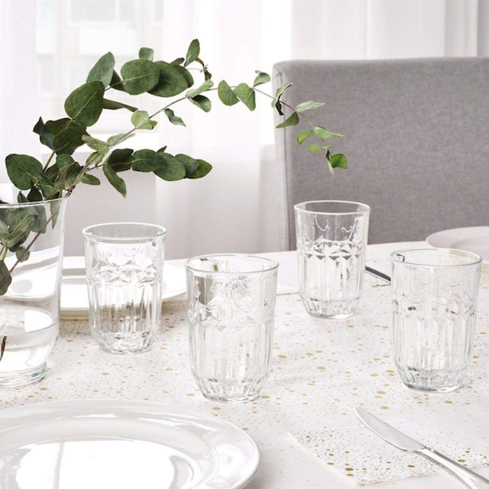 A clear glass vase from IKEA with a timeless and elegant shape.