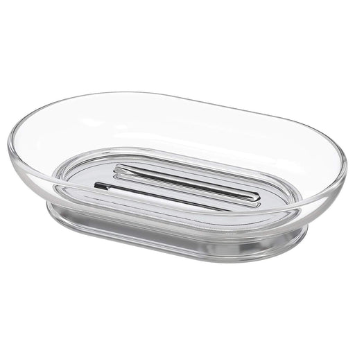 A transparent glass soap dish from IKEA with a simple and sleek design 70293033