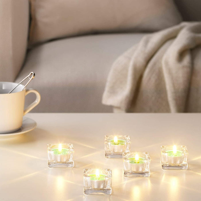 IKEA scented tealight candle in a glass holder, perfect for adding ambiance and relaxation to any room