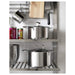 digital shoppy ikea shelf price, online, 40334935, A side view of the stainless steel shelf from IKEA. The shelf is supported by steel brackets that are securely attached to the wall, ensuring that the shelf can hold a variety of items safely