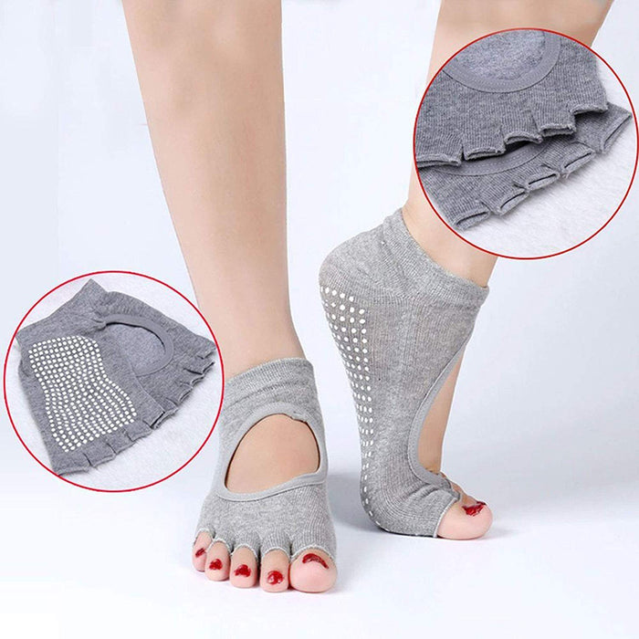 Stay safe and comfortable during yoga and Pilates practice with women's backless socks with anti-slip ankle grip.