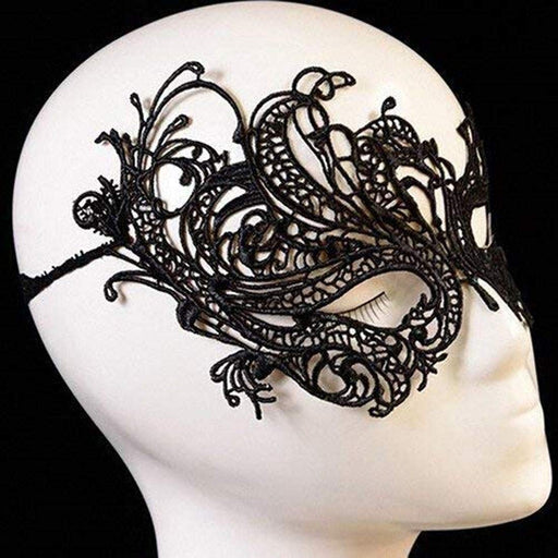 Digital Shoppy Women's Vintage Elegant Lace Eye Face Mask for Masquerade Show (Black, 9.25 x 5.51 Inches)