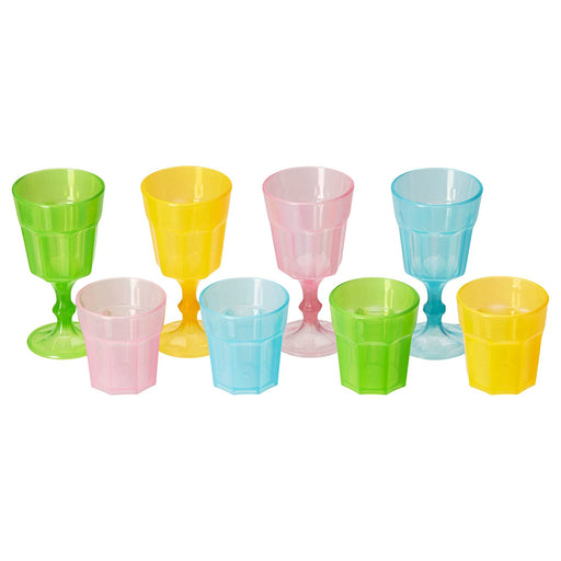 A set of 8 plastic glasses in different colors, designed for children's playtime 70514968