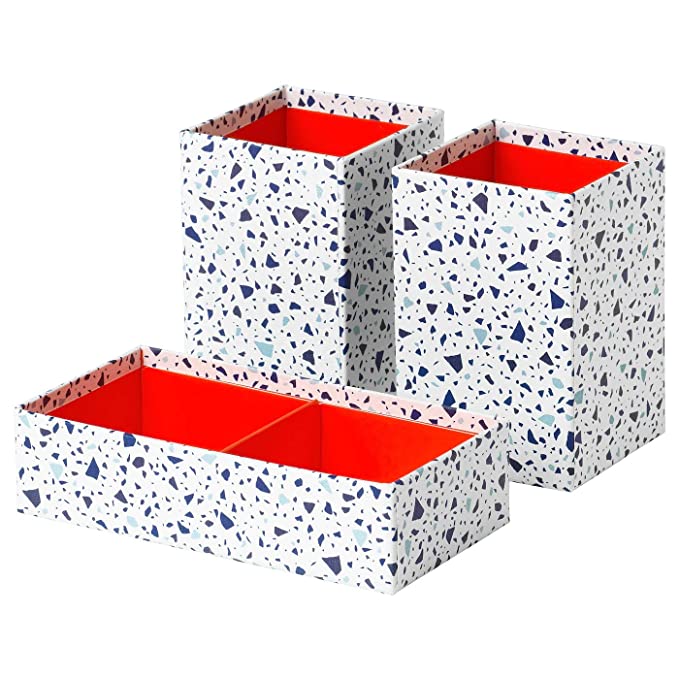 Digital Shoppy IKEA Mosaic Patterned Rectangular Box - Set of 3 (Red)  90441810 store pens sketches online low price