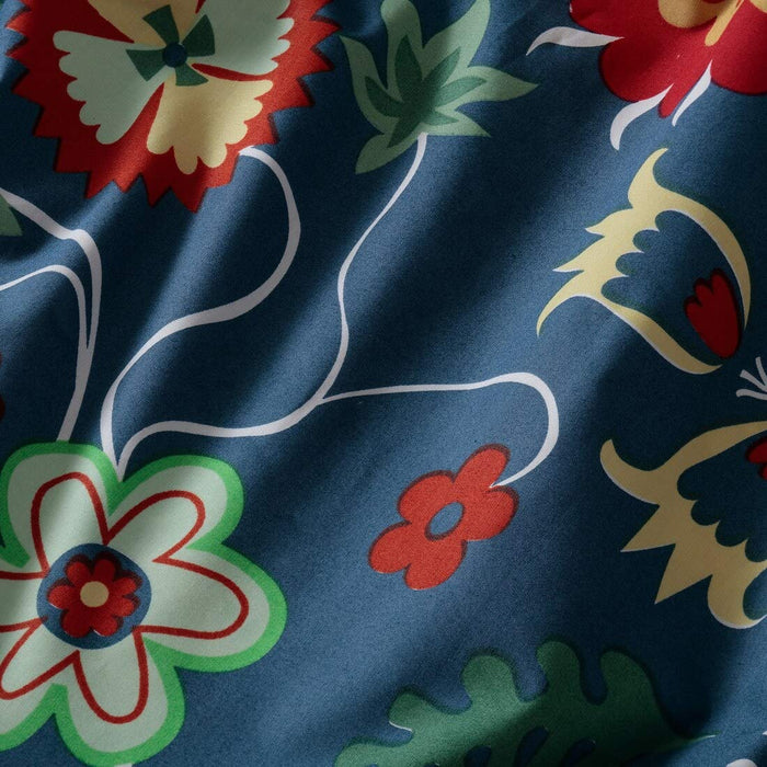 Close-up of blue cotton flat sheet from IKEA 90418715
