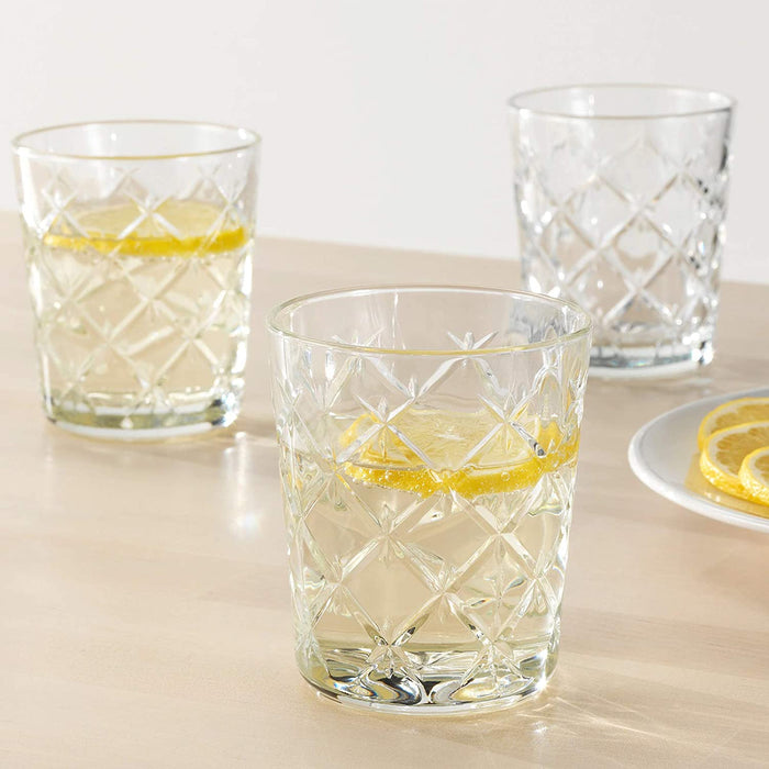 IKEA Water/Juice Glasses, Clear Glass/Patterned, 28 cl (9 oz) - Pack of 6 - digitalshoppy.in