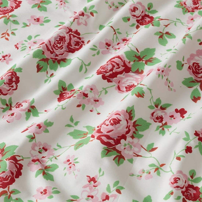 Close-up of red and white cotton flat sheet from IKEA 00494308