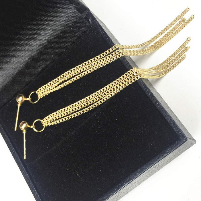 Digital Shoppy Grace Fashion Jewelry Tassel Earrings Geometric Simple Metal Chain Drop Earrings For Women