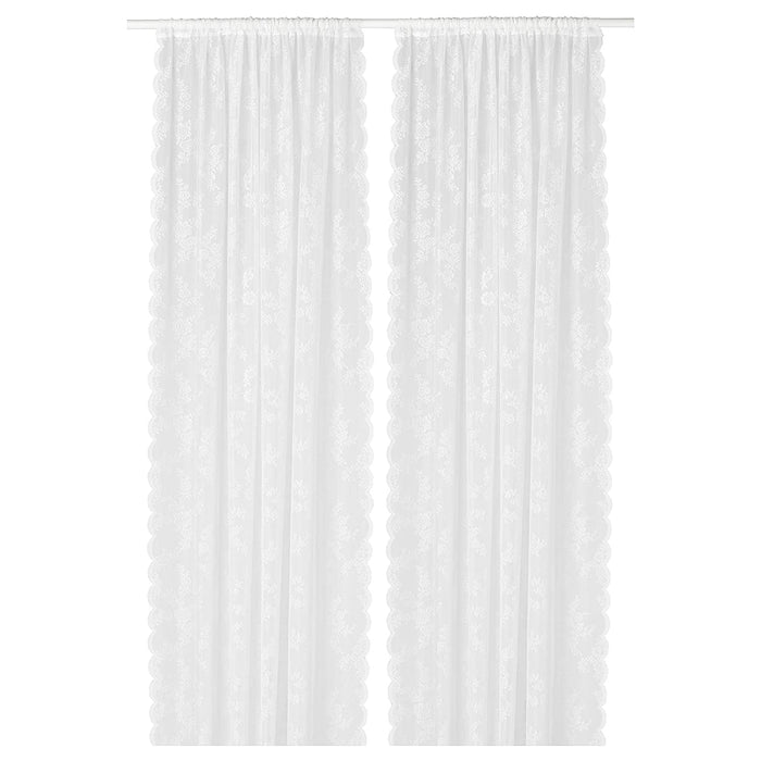 Ikea ALVINE SPETS 145x300 cm Net Curtains (Off-White) -1 Pair - Curtain, Window Curtain Online, Designer Curtain Online, Plain curtains, Curtains for home