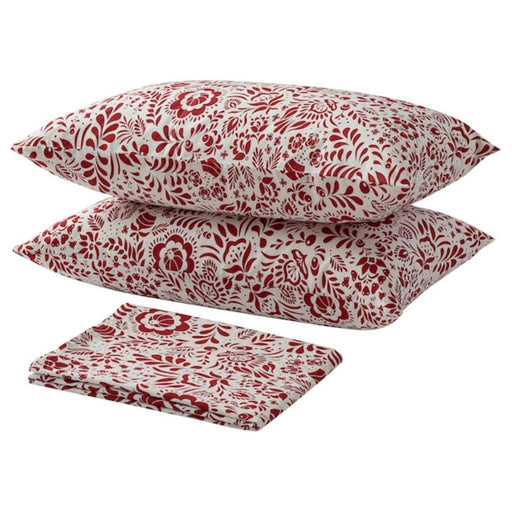 Red cotton flat sheet and 2 pillowcase set from IKEA 40494293