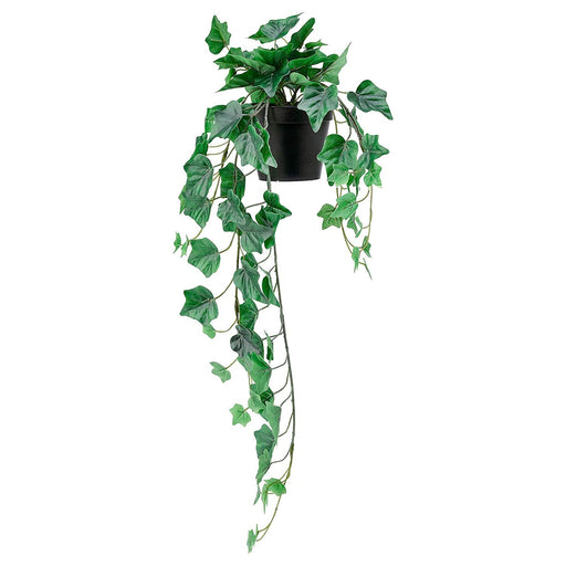 IKEA An artificial hanging ivy potted plant from IKEA, measuring 12 cm and suitable for both indoor and outdoor use, featuring realistic-looking leaves and vines 10461152