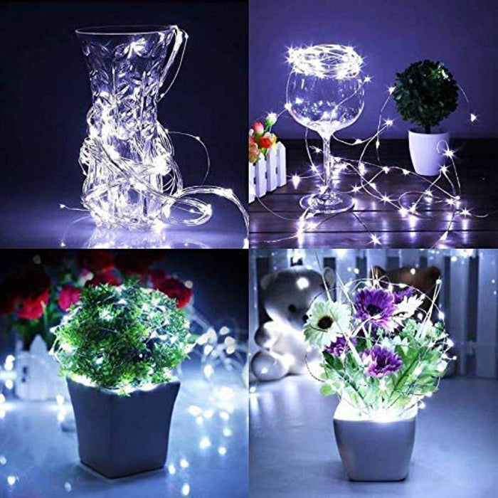 Digital Shoppy 100 Nos LED String Light Silver Wire Fairy Warm White Garland Home Decoration Powered by Battery 