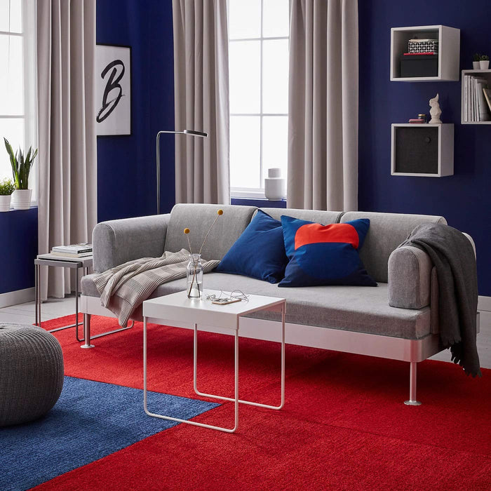 IKEA cushion cover in blue on a grey sofa 80425820