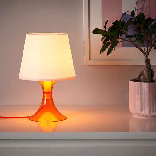 IKEA Table Lamp, Orange/White, 29 cm (11") with LED Bulb E14 Globe Opal White - digitalshoppy.in