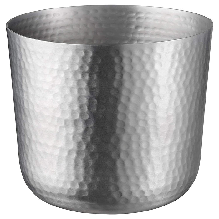 A round-shaped plant pot with a muted gray finish.