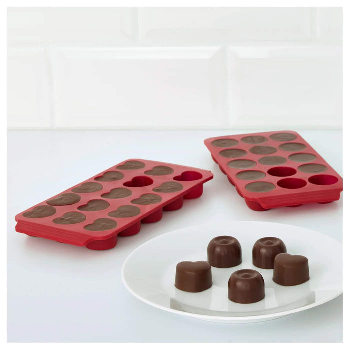 Digital Shoppy IKEA Chocolate Mould - Pack of 2 (Silicone Red) - digitalshoppy.in