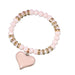 A close-up of a trendy, Women Heart Pendant Bracelets Bling Crystal Beads Charming Bracelets Jewelry