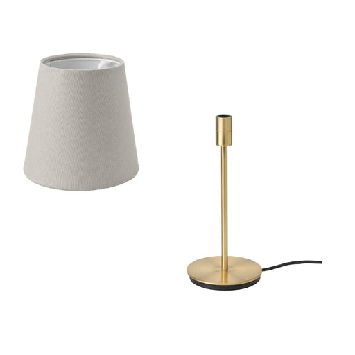 An industrial-style table lamp with a conical shape and a brass-colored metal base 00434668                                   