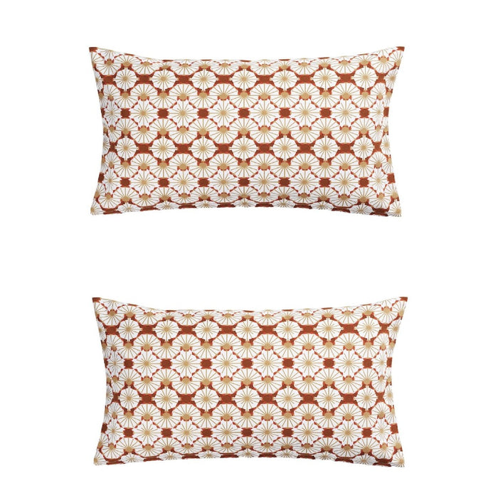 A photo of an Ikea cushion cover in an Orange/Beige color with a floral pattern-20492073