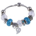 Digital Shoppy Bracelets & Bangles for Women Murano Beads Silver Plated Bracelet Price online ornaments ,white& sky blueSL673