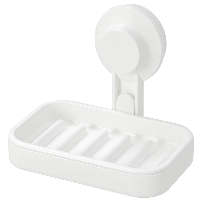 A white plastic soap dish from IKEA with a clean and minimalist design. 60381285