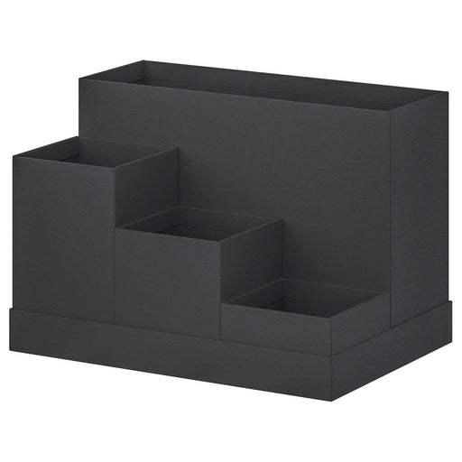 Digital Shoppy IKEA Desk Organiser, Black, 18x17 cm (7x6 ¾") - Black IKEA desk organiser with multiple compartments for pens, paper clips, and other office supplies, digitalshoppy.in
